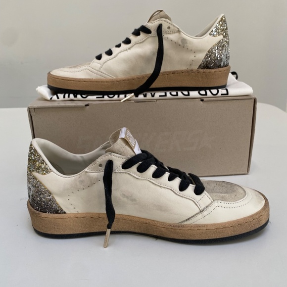 Golden Goose Ball Star Sneaker Leather/Seedpearl/Platinum Glitter 38 New in Box - Picture 3 of 12